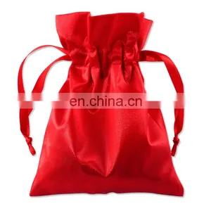 Custom High Quality Satin Gift Drawstring Bag With Logo Printed Satin Gift Pouch Wholesale thumbnail-3