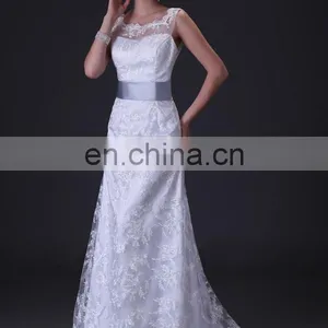 Grace Karin Sleeveless Off- Shoulder Long White Lace Wedding Dress CL3821 thumbnail-3