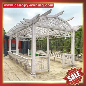 Outdoor Sunshade Wood Look Aluminium Alu Aluminum Metal Gazebo Grape Trellis Pergola Shelter Canopy Supplier thumbnail-5