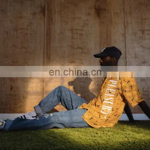Diznew Factory Wholesale Button up Short Sleeve Shirt Custom Print Mens Shirts thumbnail-3