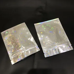 Cosmetic Packaging Bag Clear Brush Handle Cosmetic Microfiber Beauty Blender Holographic Mylar Bag thumbnail-3