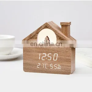 Creative House Shaped Christmas Decorative LED Digital Clock Temperature Humidity Display Night Light Desk & Table Clock Spring thumbnail-1