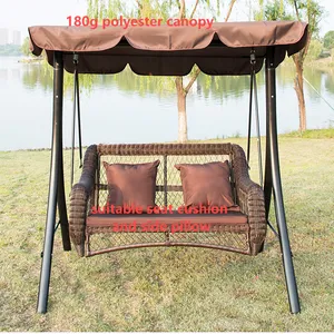 Durable Outdoor 2-seat Luxury Rattan Hammock Swing Chair With Fabric Canopy thumbnail-4