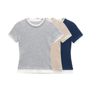 Damen T-Shirt, Kurzarm, Retro, Rundhals, Basic, Lockeres Oberteil, Frühjahr 2025, neuer Stil thumbnail-1