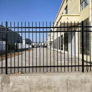 Spear Top Security Fence Panel in Black Coated Steel With Ornamental Wrought Iron Design thumbnail-4