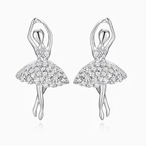 Shining Star Jewelry Dancing Girl Sterling Silver Stud Earrings Jewelry Women thumbnail-3
