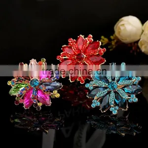 Multi Crystal Gold Ring With Big Flower Woman Finger Ring thumbnail-4