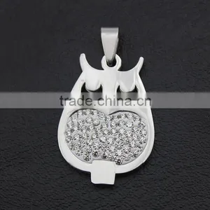 New Stylish High Quality Stainless Steel Diamond OWL Pendant Necklace Wholesale thumbnail-4