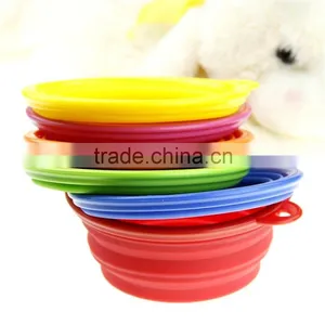 Colorful Wholesale Promotion Food Grade Pet Feeding Water Food Holder Collapsible Travel Bowl Fortable Silicone Pet Bowl thumbnail-1