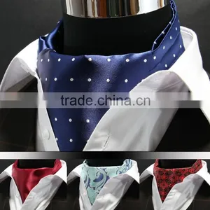 Men's Polka Dot Floral Paisley Jacquard Woven Self Cravat Tie Ascot thumbnail-1