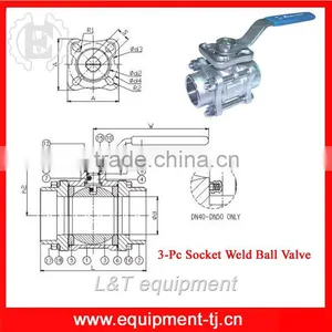 3 Pc Socket Weld Ball Valve thumbnail-1