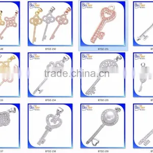 Custom 925 Sterling Silver Heart Key And Pendant Charm Necklace Pendant Quality Choice thumbnail-3