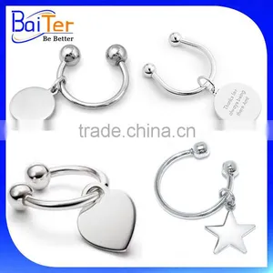 Engraved Logo Round Heart Tag Screw Ball Key Ring Stainless Steel Screwball Key Ring 925 Sterling Silver Ball Key Chain Ring Quality Choice thumbnail-1