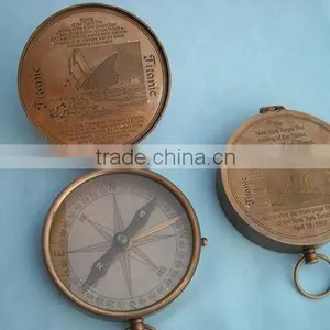 Nautical Brass Compass SLIM FLATE Pendant/ Nautical Pendant / LENCE COMPASS FOR PENDANT thumbnail-1