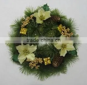 30cm Pine Needle With Glitter Wreath, 2016 Xmas Wreath Decoration thumbnail-2