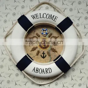Nautical Decor Lifebuoy Wall Art - Clock 14" thumbnail-1