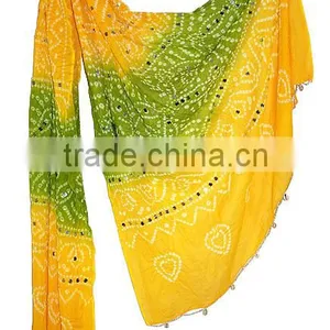 Rajasthani Designer Handmade Boho Bandhini Bandhej Cotton Dupatta Stole thumbnail-1