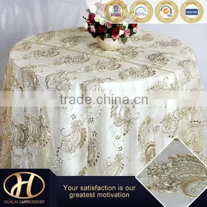 POPULAR CHAMPAGNE TABLE LINEN FOR WEDDING ON SHINE MESH Quality Choice thumbnail-1
