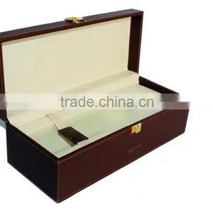 Antique Faux Leather Wine Box/Wooden Wine Carrier/PVC Wine Case thumbnail-2
