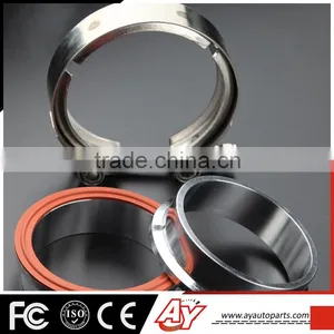 4inch High Quality Aluminum Exhaust DownPipe Male Female v Band Clamp Flange Kit thumbnail-4