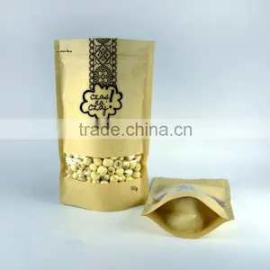 Resealable Zipper Kraft Paper Stand up Bag With Window thumbnail-1