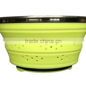 High Quality Food Grade Fruits and Vegetables Silicone Collapsible Colander thumbnail-3