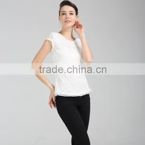 2016 Wholesale Women's Lace Blouse With Cap Sleeves thumbnail-3