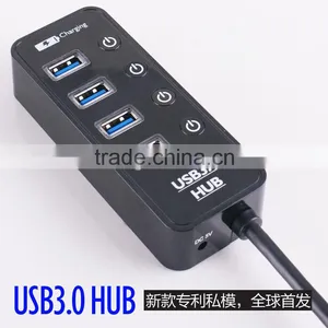 Factory Supply 4 Port Usb 3.0 Hub With Individual Switches and LEDS, 4 Port USB 3.0 HUB +1 Quick Charging Charging Port thumbnail-1