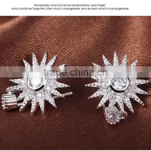 925 Sterling Silver and Rose Gold Plated Sun Shaped Ear Studs for Women thumbnail-4