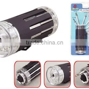 Black 8 in 1 Multi Function Screwdriver With 9 LED Light thumbnail-1