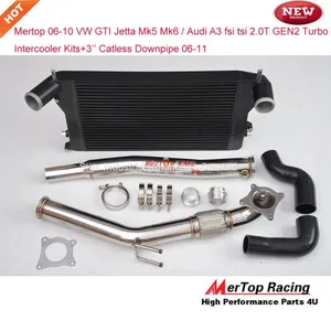 Mertop 06-10 VW GTI Jetta Mk5 Mk6 / Audi A3 Fsi Tsi 2.0T GEN2 Turbo Intercooler (Bar and Plate Type) Kit+3'' Catless Dow thumbnail-1