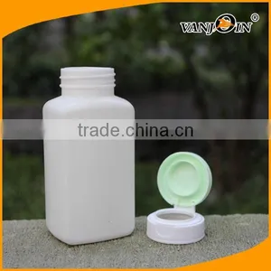Custom Logo Nature White Rectangular HDPE Pill Bottles With Flip Cap 190cc thumbnail-1