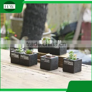 Wholesale Cheap Black Square Round Cup Shape Cement Garden Flower Pot thumbnail-2