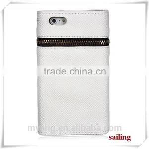 Wholesale Luxury Zippered Leather Wallet Flip Case For Apple Iphone 6 With Corsair, Eather Wallet Flip Case For Iphone 6 thumbnail-4