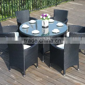 Outdoor Round Rattan Table With 6 Chairs, Round Garden Table thumbnail-2