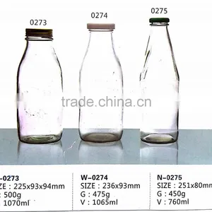 Haonai Vintage Embossed Glass Pudding Bottle Milk Bottle With Wide Mouth Cap Wholesale thumbnail-5