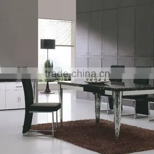 Europe Simple Model Stainless Steel Dining Table Base With Glass Top thumbnail-2