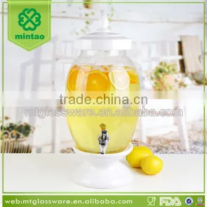 7.5L Hot Selling Men Blowin Wholesale Glass Beverage Dispenser With Ceramic Base thumbnail-1