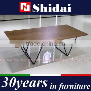 Rustic Coffee Table Natural Walnut Finished Wood Top Black Steel Metal Base TA-828L TA-828S thumbnail-3