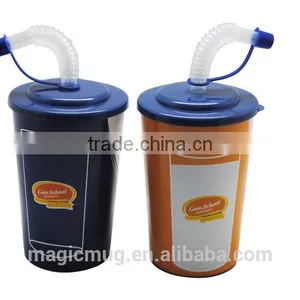 2017 Promotional Item PP Kids Plastic Cups With Straw for Trading thumbnail-2
