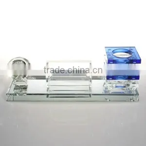 Hot Sell Crystal Business Card Holder and Pen Gift Set With Pen Holder and Name Card Holder thumbnail-1