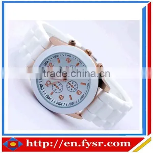 Hot Sale Silicone Quartz Geneva Brand Rose Gold Women Watch thumbnail-1