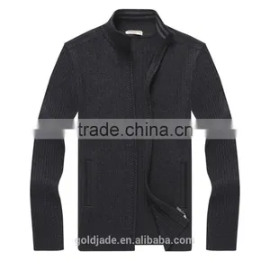 Casual Men's Winter Wool Knitted Zip Cardigan Men Plain Knit Cardigan Sweater thumbnail-2