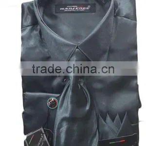 Satin Dress Shirts Men Tie&hanky Man Satin Shirt thumbnail-3
