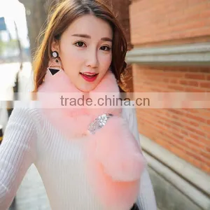 Cheap Price 2017 New Year New Model Girl Fur Scarf Faux Wool 95*12cm Fashional Style Young Ladies Shawl thumbnail-4