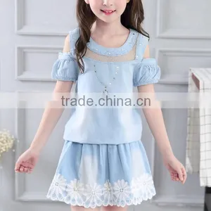 Zm35701a Baby Girls Jeans Shirt and Skirt Fashion Boutique Clothing Set thumbnail-1