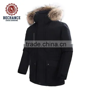 Mens Black Outdoor Down Coat Winter Coat With Fur From Down Jacket Factory thumbnail-2