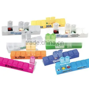 USA Made All-Week 6" Pill Box - a Week's Supply of Pills in Seven Compartments, Snap-tight Lid and Comes With Your Logo thumbnail-1