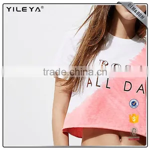 2017 O-neck New Fashion Design Mix Color Casual Crop Top for Woman thumbnail-1