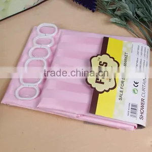 Free Plastic Hooks Stripe Polyester Shower Curtain Mildew Resistant Shower Curtain thumbnail-1